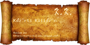 Kürti Kilián névjegykártya